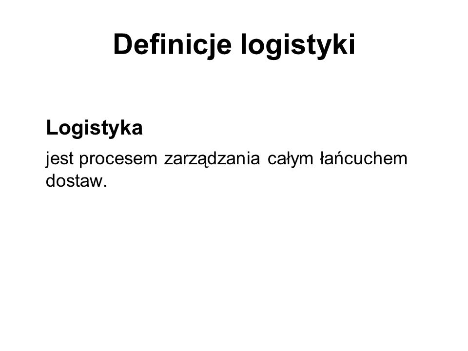 Logistyka Podstawy Logistyki Poj Cie I Istota Logistyki Zarys Rozwoju